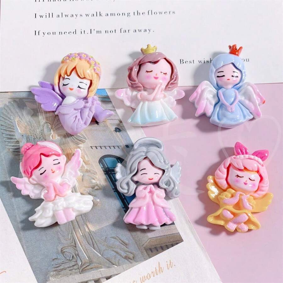 6pcs/12pcs Cute Angel Princess Refrigerator Magnets, Vibrant Resin Fairy Princess Fridge Magnets, Home Decor Magnets, Sweet Aesthetic Decoration - Multicolor - View 1
