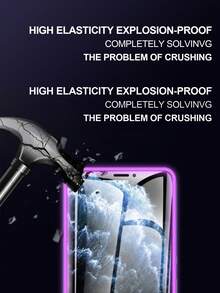 Shockproof Tempered Glass [2-Pack] Screen Protector, High-Definition Bubble Film With Purple Light, Glows At Night For Easy Phone Locating, Personalized Design, Eye-Friendly, Ultra-Clear, Compatible With All Protective Cases, Anti-Scratch, Anti-Drop, Anti-Collision, Full Coverage, Easy Installation, For IPhone 11/12/13/13mini/13pro/13promax/14/14plus/14promax/15/15plus/15pro/15promax Mother's Day Gift - Purple - View 9