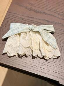 1pc Slouchy Bowknot Lace Ruffle Hairclip, New Minimalist Hair Clip - Multicolor - View 7
