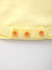 Baby Girls Cute Sheep Embroidered Knit Bodysuit, Christening Gift - Yellow - View 6