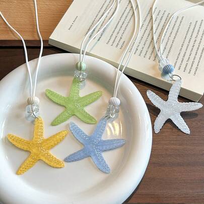 Collar con colgante de estrella de mar de colores alegres, colgante de estrella de mar con textura