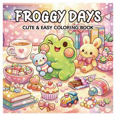 1 Piece Children's Cute Frog Coloring Book, Beginner-Friendly, Stress-Relieving Doodle, Thick Pages That Don't Bleed Through, Can Be Used As Stationery & Learning Supplies, Great Gift For Girls, Wedding, Mother's Day, Back To School, Graduation, Birthday, Holiday