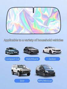 Laser Holographic Car Sun Shade - UV Protection And Heat Insulation Windshield Sunshade With Memory Steel Frame, Full Coverage D-Shape Design, Fade-Resistant Interior Protection, Easy Folding Storage Bag, Laser Titanium Silver Printed Sun Shade, Summer Car Sun Shade - Sunshade - View 10