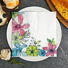 IOOJA 20/50pcs 2-Ply Unfolded Size 33*33cm Colorful Watercolor Tropical Floral Print Party Napkins, Disposable Tissue Paper Suitable For Theme Parties, Essential For Company Events, Friends Gatherings - Multicolor - View 2