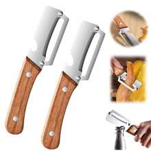 2PCS Multi Functional Premium Vegetable Peeler With Wooden Handle And Bottle Opener,Stainless Steel Blade Kitchen Fruit Potato Pumpkin Papaya Carrot - 1 - View 2