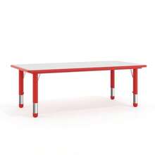 Wren 23.625''W x 47.25''L Rectangular Red Plastic Height Adjustable Activity Table with Grey Top - Rojo - Ver 2