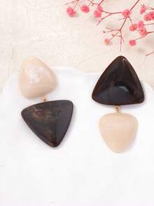 1 Pair Casual Commuting Creative Acrylic Geometric Color Block Triangle Dangle Earrings For Women - Triangle Earrings - View 3