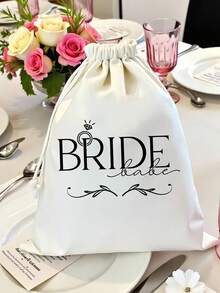 6pcs Linen Drawstring Gift Bags - Featured With "Bride" Theme, These Linen Drawstring Pouches Can Serve As Exclusive Packaging For Wedding Party Favors, Bridal Gifts, And Organizational Storage. Ideal For Wedding Ceremonies, Engagement Parties, New Year Gatherings, Birthday Celebrations, Mother's Day, Father's Day, Housewarming Parties, Vintage-Themed Events, Anniversaries, And More. - One Size Fits All - View 6