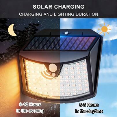 Outdoor Solar Wall Lamp With Warm Light, Featuring 70 LED Bulbs, IP65 Sensor Wall Lamp, 3-Mode Switchable Lighting Lamp, Suitable For Garden/Porch/Commercial Street Lighting/Terrace Use, As A Gift For Father's Day