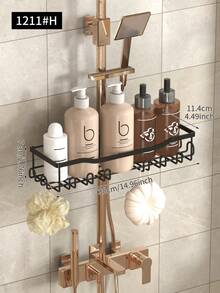 1pc Wall-Mounted Metal Shower Caddy, Bathroom Hanging Rack, Fits Most Shower Rods, For Shampoo, Conditioner And Soap Storage, Rust-Proof Overhead Shower Organizer, Suitable For Bathroom, Shower Shelf - Multicolor - View 15