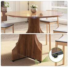 Mesa de Comedor Redonda de Madera Rústica de 47 pulgadas, Estilo Granja para 4-6 personas, Diseño Circular Ahorro de Espacio para Cocina, Apartamento y Desayunador - Madera de nogal - Ver 4