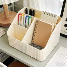 1 pieza Caja de almacenamiento multifuncional de escritorio con compartimentos, organizador para artículos de papelería, suministros de oficina, cosméticos, portalápices, artículos esenciales para volver a la escuela - Ver 6