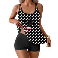 Pink Flamingo Hawaii 2pcs Tankini Swimsuits Stretchy Swim Tops Hide Tummy Bathing Suit Shorts - 混合顏色 - 查看 5