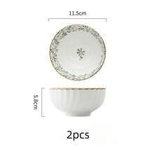 2个陶瓷花叶图案碗，适用于盛放甜点、小吃、糖果和餐点，厨房餐具 - 彩色 - 查看 15