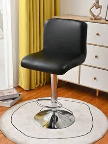 1pc Solid Color PU Low Back Chair Cover, High Elastic Low Back Chair Slipcover, Dust-Proof, Anti-Cat Scratch, Suitable For Home, Bar, Office, Black - Multicolor - View 5