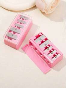 1 chiếc bút kẻ mắt 5 lỗ cao cấp màu hồng, bút kẻ lông mày, cọ trang điểm, gọt bút chì. Gọt bút chì thiết kế 5 lỗ, tiện dụng đa chức năng. - Hồng - Xem 7