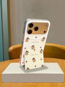 1pc Foldable Kickstand Shockproof High-Transparent TPU Protective Phone Case, Cute Pet Inspired Bow Decor Design, Full Coverage Invisible Bracket, Suitable For Gifting On Occasions Like Valentine's Day, Graduation, Daily Use For Students And Binge Watchers - Clear - View 2