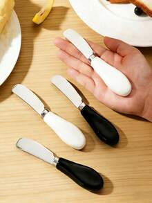 1/2pcs Stainless Steel Butter/Cheese Knife With Plastic Handle, Suitable For Cheese, Butter, Dips, Vegetables, Fruits - View 3