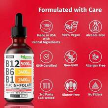 (2 Pack) Vitamin B12 And B6 Liquid Drops, B12 Sublingual Vitamin B Complex - B 12 Vitamin 5000mcg - B12 Methylcobalamin For Energy, Brain, And Heart Support With 27,200 Mcg, Raspberry, 80 Servings Vitamins Supplements Chlorophyll Creatina Monohidratada Vitamins Probiotics For Women Protein Powder Quick Ship Items Creatina Colageno - 2 件裝 - 查看 6
