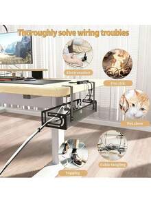 Cable Management Tray Clip-On Grid Power Strip Holder, Desk Accessory & Storage Solution - No Drilling Required! - Rectangle - View 4