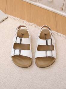 1双儿童露趾沙滩凉鞋，新款夏季软底勃肯鞋风格休闲防滑时尚凉鞋，男女童均适用 - 米色 - 查看 3