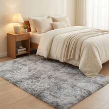 1PC, Tie-Dye Light Gray Rectangular Long Plush Area Rug | Soft Carpet | Easy To Maintain | Autumn And Winter Home Decor Rug | Suitable For Living Room, Bedroom, Study, Suitable For All Seasons, Easily Creates A Cozy Home Atmosphere. - Tie-dye Light Gray - View 15
