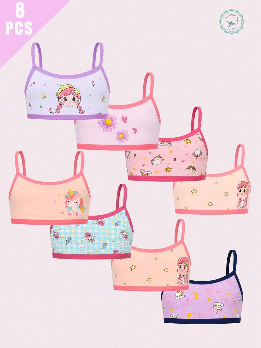 Bộ 8 chiếc quần lót in hình hoạt hình dễ thương dành cho bé gái. - Nhiều màu - Xem 1