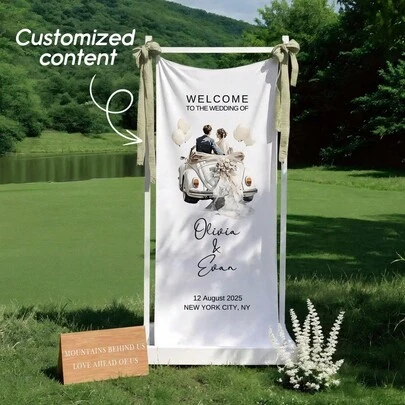 Personalized Wedding Welcome Sign, Modern Wedding Welcome Banner, Customized Fabric Wedding Banner, Boho Wedding, Bridal Shower Sign, Customized Name Wedding Sign, Minimalist Welcome Sign, Fabric Welcome Sign, Wedding Decor, Customized Fabric Wedding Sign, Couple Wedding Sign, Couple Wedding Customized Hanging Fabric