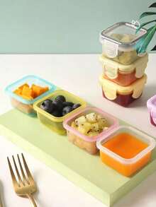 1/3/6pcs Small Food Storage Containers Set, Lunch Boxes, Refrigerator Seal Boxes, Rectangular Plastic Sealed Storage Boxes, Small Food Containers, Multifunctional Spice Jars, 2oz Plastic Material With Lids, Stackable, Multipurpose - Multicolor - View 4
