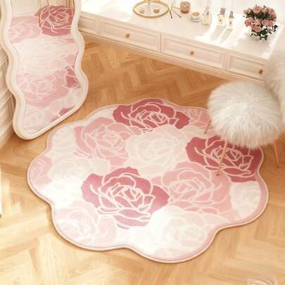 1pc French Pink Romantic Rose Velvet Decorative Carpet, Atmosphere Doormat, Decorative Carpet, Gaming Carpet, Pet-Friendly, Non-Slip Easy To Clean, Suitable For Living Room, Bedroom, Study And Other Decorations, Skin-Friendly Soft Material, Applicable To Various Scenarios And Daily Use, Bedroom Carpet, Study Carpet, Living Room Carpet, Welcome Mat, Office Decoration, Area Carpet, Kitchen Carpet, E-Sports Room Carpet, Bathroom Mat, Personalized Fashionable Home Decor, Room Decoration, Living Room Decoration, Home Decoration, Holiday Decoration