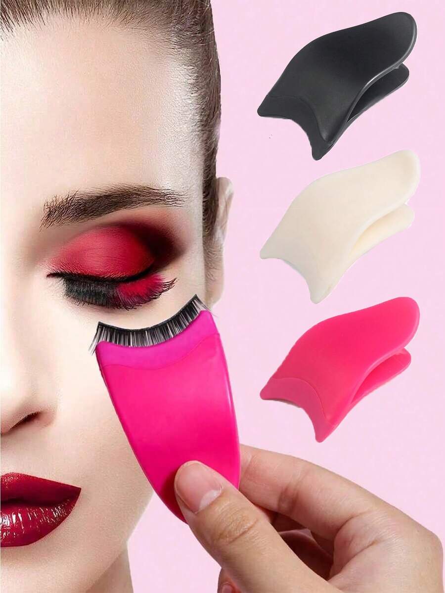 Pink Eyelash Curler With Comb, Convenient For Applying False Lashes & Eyelash Glue, Also Can Be Used As Hair Clip Beauty Tool - Multicolor - View 1