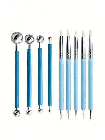 Bộ dụng cụ điêu khắc gốm sứ, dụng cụ chấm bi, dụng cụ đục lỗ thủ công, dụng cụ điêu khắc silicon, dụng cụ bút bi đất sét gốm, dụng cụ dập nổi gốm sứ, thích hợp cho đá, móng tay, làm móng, chấm bi, tạo hình, trộn, vẽ, tạo mẫu, làm tranh phù điêu Mandala và trang trí.