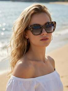 一副PC框金属铰链波西米亚风格个性化、百搭时尚猫眼眼镜 - 彩色 - 查看 1