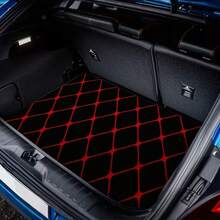1pc Red & Black Plaid Pattern Cargo Liner - Polyester Material, Easy To Clean And Install, Universal Trunk Mat, And Practical For Daily Travel, Loading And Secure Cargo Storage, Car Trunk Accessories - Diamond Pattern Print - View 3