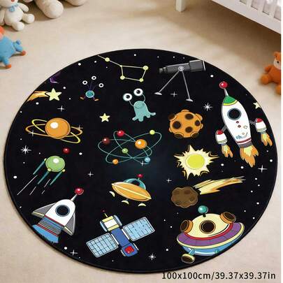 1pc White Cute Painted Pattern Round Carpet, French Cream Ins Luxury Round Rug, Space Pattern Decorative Carpet, Floor Mat Cradle Mat, Suitable For Living Room, Bedroom, Study, Warm Home Decor Atmosphere Carpet, Soft New Stain-Resistant, Featuring Pink & White Contrast Cloud Design, Gentle & Healing Style, Fits Girly Bedroom, Gaming Area And More; Decorative Carpet, Bedroom Decor, Small Rug, Carpet, Home Decor, Living Room Carpet, Living Room Small Rug, Bedroom Carpet, Living Room Home Decor, Outdoor Rug, Washable Carpet