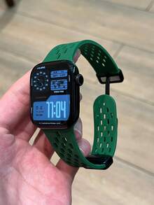 1条男女通用运动透气硅胶磁吸表带，兼容42mm、38mm、40mm、41mm、44mm、45mm、46mm、49mm时尚智能手表替换表带，适用于Series Ultra2、Ultra SE2、SE 11、10、9、8、7、6、5、4、3、2、1 - 綠色 - 查看 4