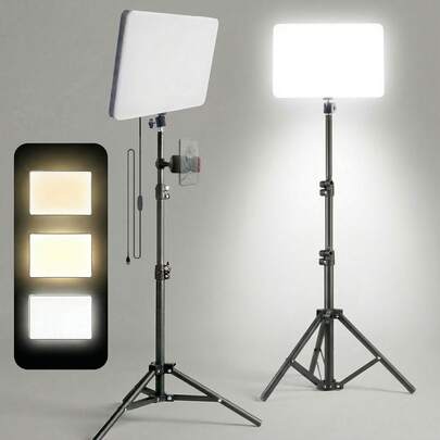 Multi-Functional 10-Inch LED Selfie Light | Video Light Kit (With 43.3-Inch Adjustable Tripod And Two Phone Holders) - USB Powered, Suitable For Vlog/Studio Flash Photography/Makeup/Meeting/Team Shooting/Selfies/Live Streaming