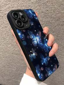 精密穿孔边缘夜光蝴蝶彩绘防震手机壳，兼容 P14 Pro Max、P13、P11、P12、XR、7/8、GES2、XS、P15、P16、P16 Pro，Galaxy S24、A03s、A03 Core、A04、A12、A13、A14、A21s、A22、A23、A24、A32、A33、A34、A51、A52、A53、A54、A71、A72、A73、S20 FE、S21、S22、9、9A、10A、10C、Note 9、Note 10、Note 11、Note 12、12C - 彩色 - 查看 6