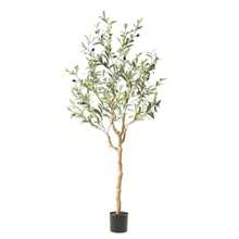 Nafresh - Olivo sintético alto 48 pulgadas textura realista olivo artificial de seda en maceta olivos falsos para interiores y exteriores para hogar oficina sala de estar recámara vestíbulo - Verde - Ver 2