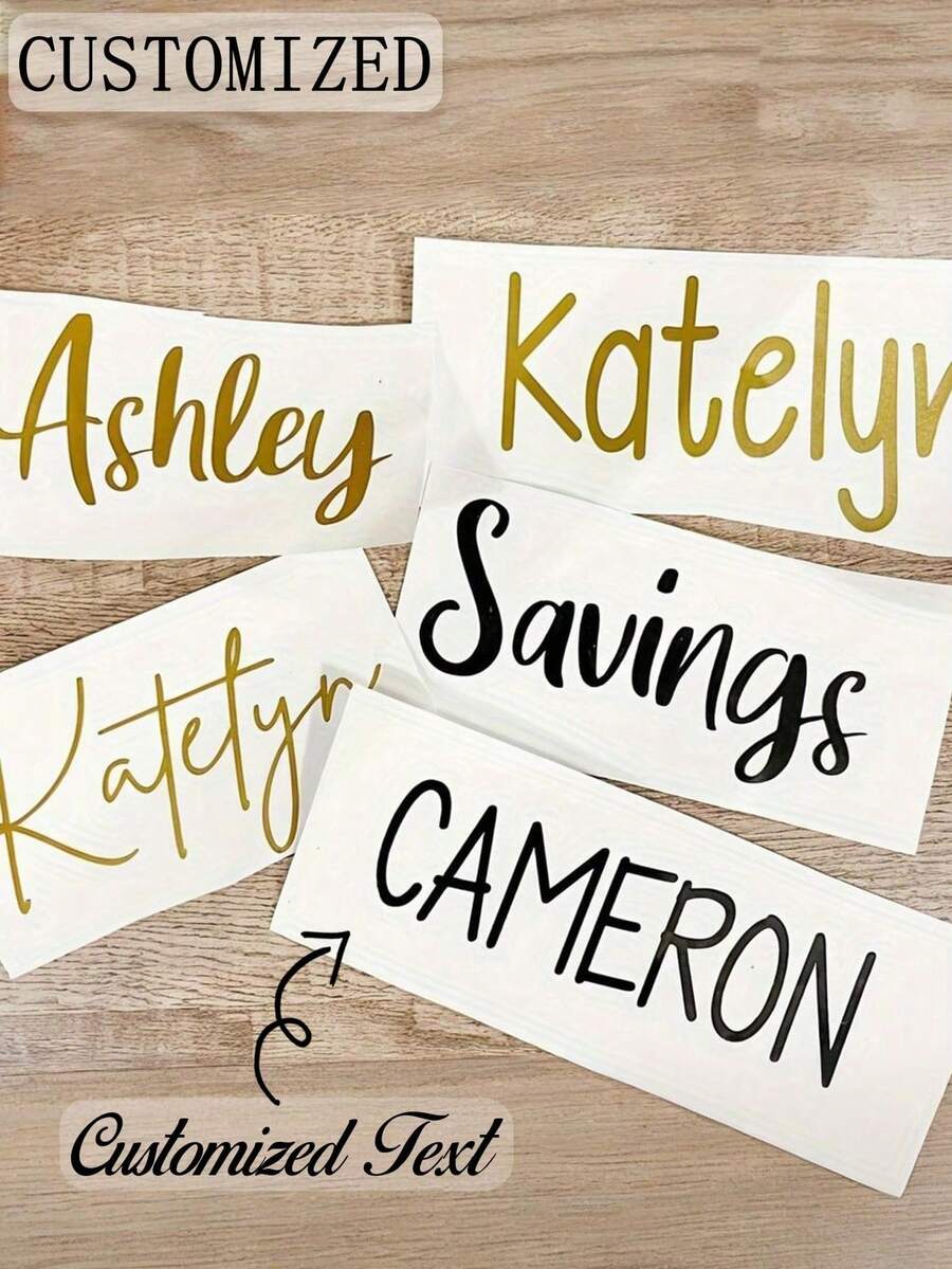 Personalized Custom Name Stickers | Waterproof Vinyl Decals, Creative Handwritten Art Font, Suitable For Wedding Bridesmaid Gifts, Birthday Party Decorations, Car Decals, Customizable Team Names, Event Decorations, Party Favors, Fashionable Font Design