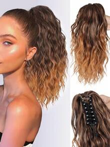 Extensión de cabello con coleta ondulada y rizada de 12 pulgadas, pieza de cabello con coleta de onda suelta clásica con clip para mujeres (marrón jengibre) - Multicolor - Ver 14
