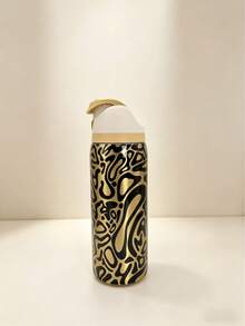 0waala 32oz Stainless Steel Water Bottle With Flip Lid – Jungle Stroll, Leak - Proof, Minimalist Style, Keeps Drinks Cold 24H & Hot 12H, For School, Camping, Sports & Everyday Use - Vàng đen - Xem 2