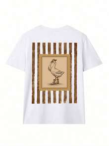 Camiseta casual de cuello redondo de manga corta con estampado de ganso vaquero divertido para mujer - Estilo - Ver 6