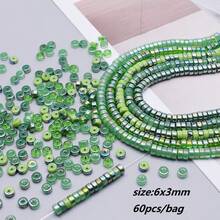 6x3毫米 60颗/袋 玻璃太空珠，用于珠宝制作DIY配件 - 6x3mm 隔片 - 查看 16