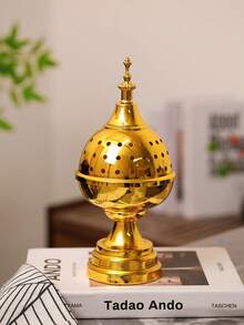 This Iron Incense Burner Is Particularly Suitable For Use On Holidays And Other Occasions. It Is 32cm High And Adopts A Beige And Black Color Scheme, And Can Also Be Used As A Minimalist Indoor Aromatherapy Device. It Elegantly And Naturally Combines The Dual Functions Of An Aromatherapy Tool And A Fragrance Diffuser, Infusing The Space With A Refreshing And Energizing Aroma. - Large Porous Incense Burner - View 4