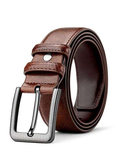 Cinturón de hebilla vintage para hombres, cinturón de jeans casual y versátil, cinturón de pantalones de negocios de cuero real desgastado, ajustable y de talla grande