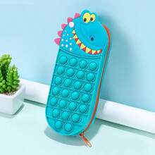 1pc Multi-Functional Stress Relief Silicone Bubble Pen Bag, Creative Cute Cartoon Animal Squeeze Toy Pencil Case - Multicolor - View 12