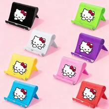 SANRIO Hello Kitty Kuromi Cinnamoroll My Melody süßer Cartoon Handyhalter für den Schreibtisch, universell einstellbarer und faltbarer Handy-Ständer für den Tisch, rutschfest und stabil für Tablets, Kawaii tragbarer Handyhalter in Taschengröße für Zuhause, Büro, Reisen und Videostreaming, niedliches Anime-Charakter-Design als Schreibtisch-Dekoration, leichtes Handy-Zubehör als perfektes Geschenk für Mädchen, Kinder, Studenten und Fans der Charaktere - 1 Stück zufälliger dekorativer Handyhalter mit Kätzchenmotiv - Übersicht 2