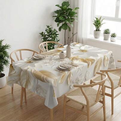 1 Khăn trải bàn hình chữ nhật in hoa lá 3D, chất liệu polyester cao cấp hiện đại, chống bám bẩn và chống thấm nước, viền lượn sóng trang nhã, chống dầu mỡ, chống bụi, không nhăn, có thể giặt và tái sử dụng. Lý tưởng cho tiệc cưới, tiệc cô dâu, trang trí phòng ăn trang trọng, quà tặng tân gia, đồ dùng thiết yếu cho nhà bếp và gia đình, khăn trải bàn trang trí nhà cửa, trang trí bàn tiệc cưới, trang trí phòng, trang trí cổ điển, mùa tốt nghiệp, Ngày của Mẹ, mùa cưới, tiệc mừng em bé.