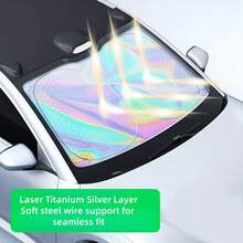 Portable Car Sunshade, Upgraded Thickened UV Protection. One-Piece Windshield Sunshade, Easy Installation, Foldable Storage. Efficient Heat Insulation And UV Protection, Effectively Blocks Strong Light And Ultraviolet Rays. - A - View 8